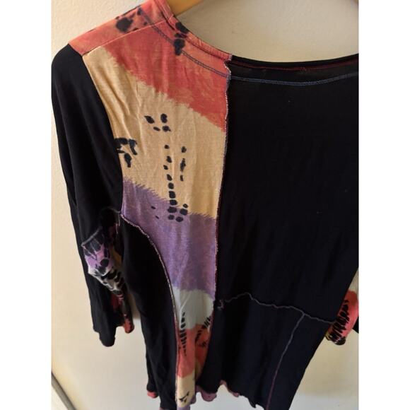 Parsley & Sage Tunic L Multicolor Tie Dye Asymmetrical Stretch Top Hippie BoHo - Picture 5 of 8